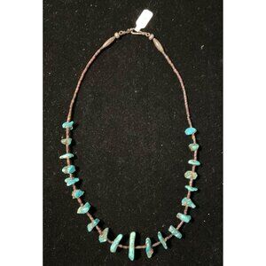 Vintage 22" Turquoise & Heishi Bead Necklace With Sterling Silver 925 Clasp